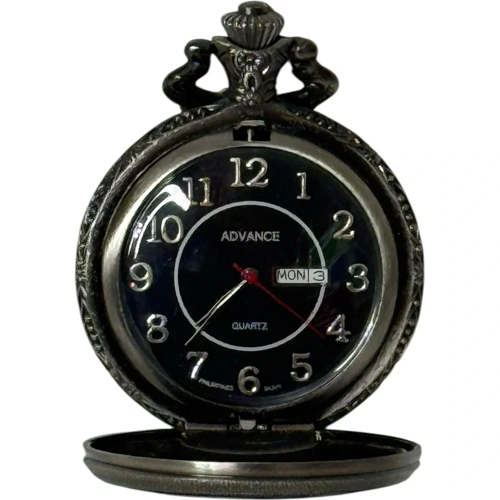 Advance Antique Silver Tone No.1 Grandpa Pocket Watch‎ With Chain
